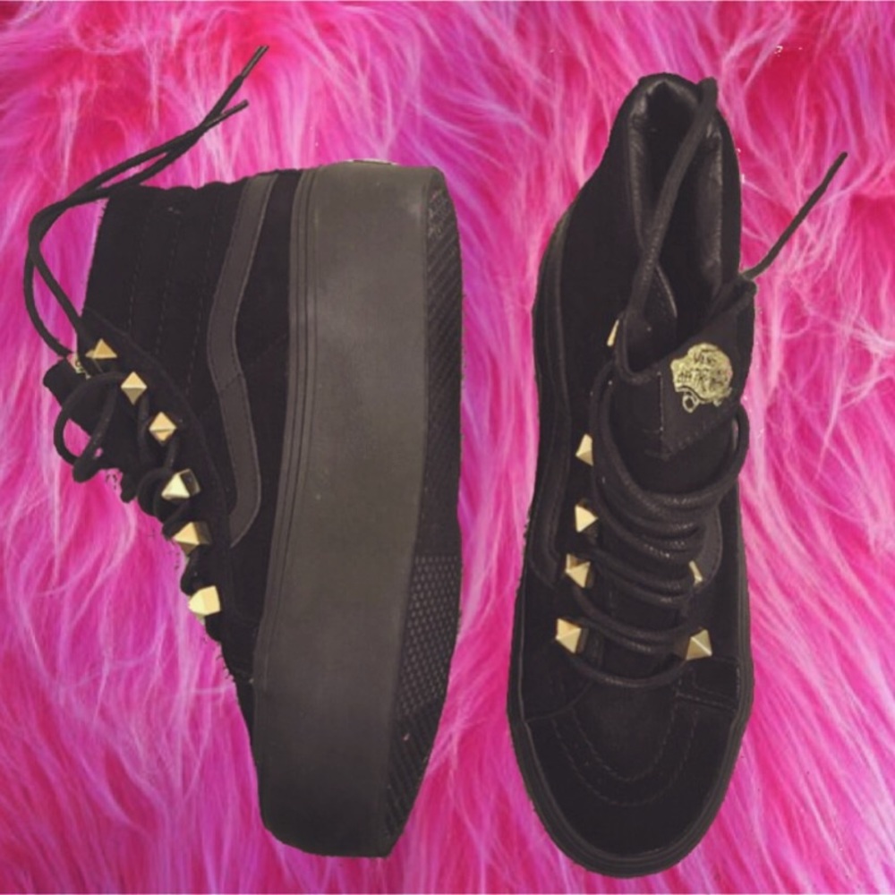 Make an offer black gold stud vans sk8 hi platform